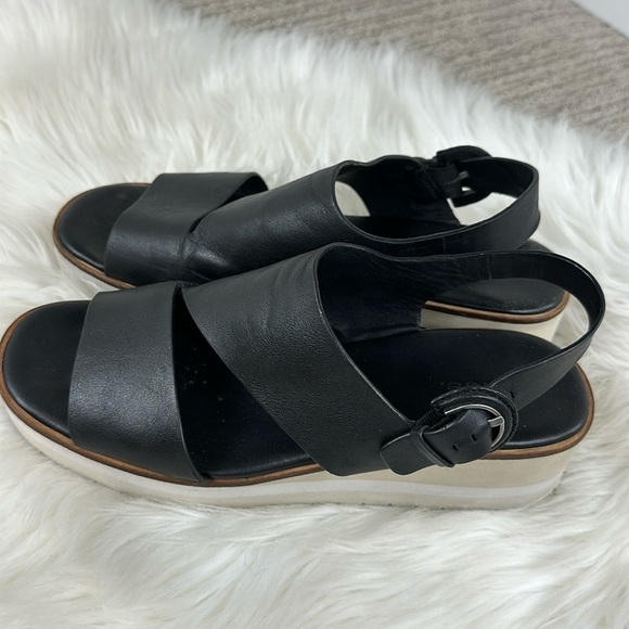 Vince Black Shelby Wedge Platform Sandals 8.5 - Picture 3 of 13